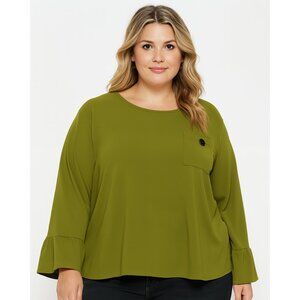 Olive green Cato top‎ button pocket top 22/24 w